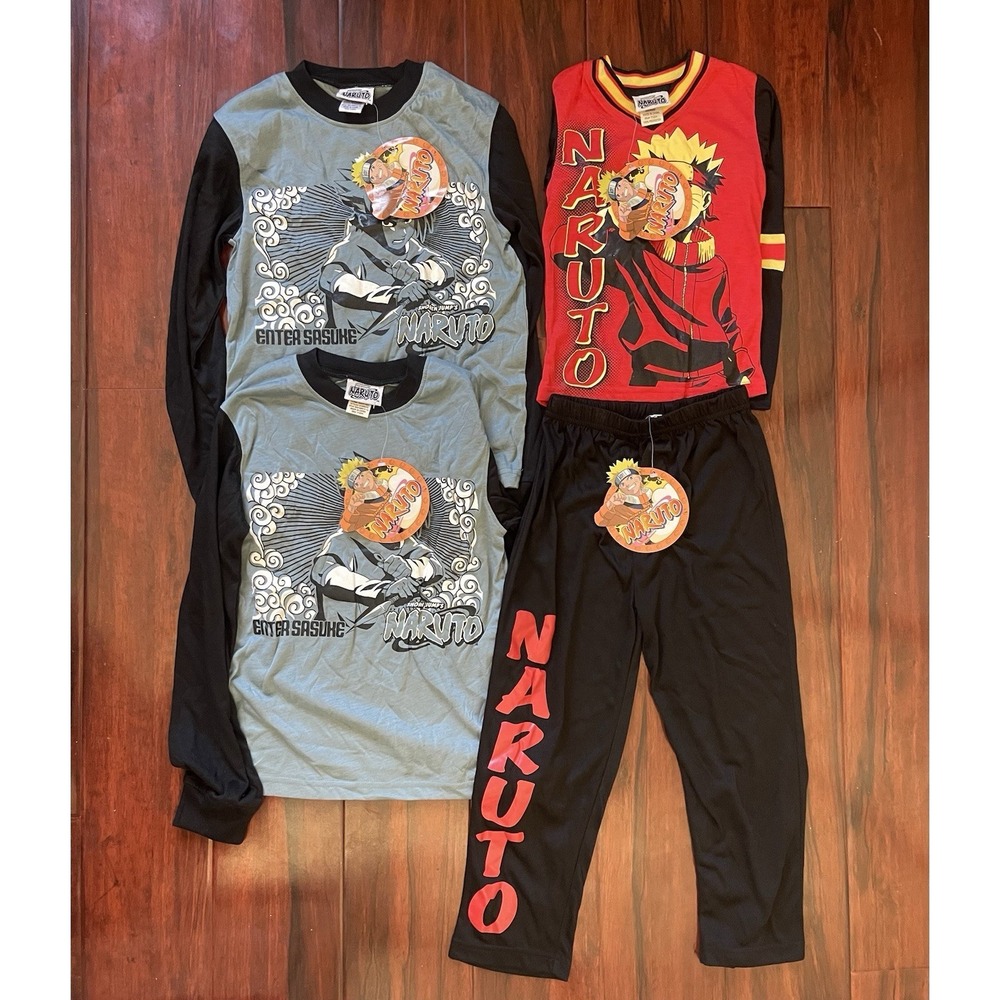 Naruto Kid's Clothing Pajamas Deadstock Vintage Y2K 2002 Lot Of 4 3 Tops 1 Pants